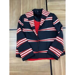 Lafayette 148 Striped Blazer Size 12 wool silk blend